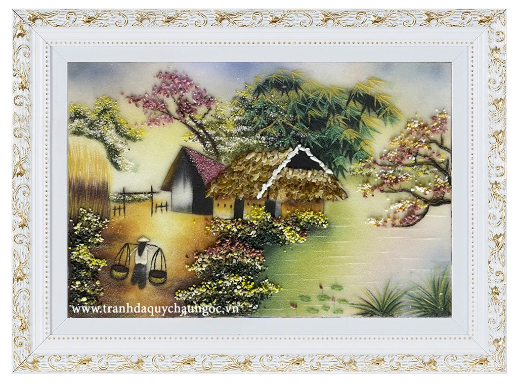 Tranh đá quý Làng Quê - 01 ( KT: 50 x 70 )