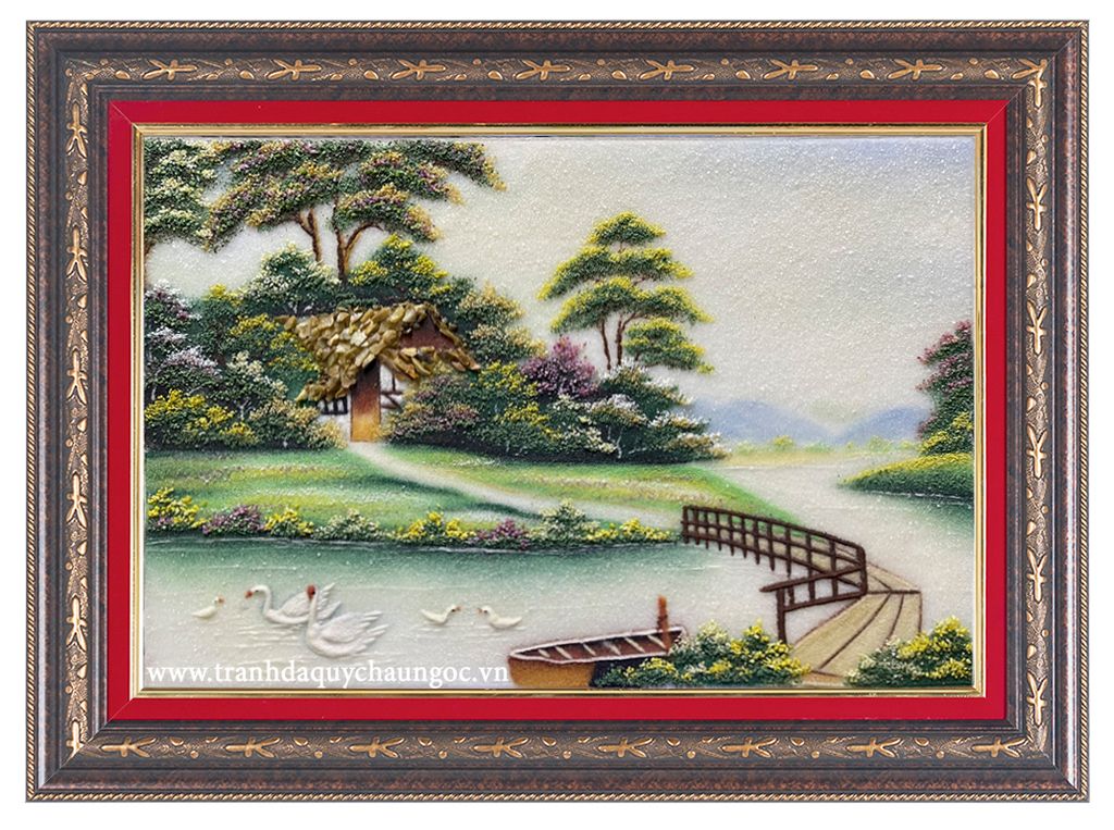 Tranh đá quý Làng Quê - 07 ( KT: 50 x 70 )