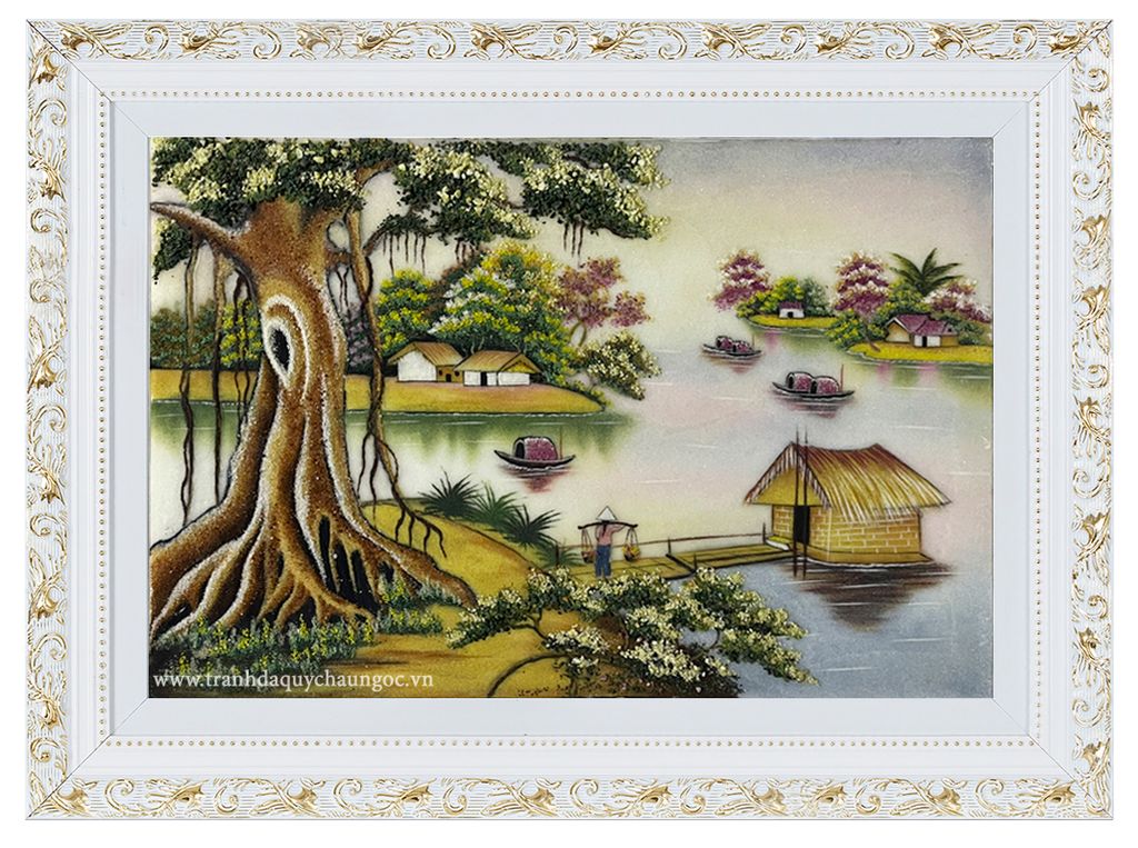 Tranh đá quý Làng Quê - 13 ( KT: 50 x 70 )