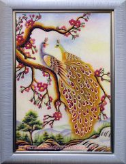 Tranh đá quý Đôi Công - 01 ( KT 50 x 70 )