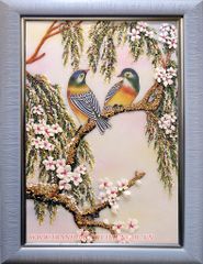 Tranh đá quý Đôi Chim - 03 ( KT 35 x 50 )