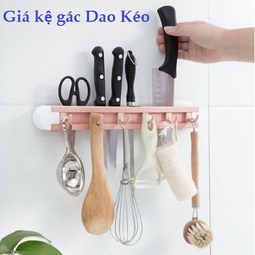 Gác dao lúa mạch - Giá gác dao kèm 6 móc treo đồ tiện dụng