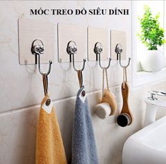 Móc inox dán tường tráng bạc siêu dính chịu lực loại tốt 7 x 7cm