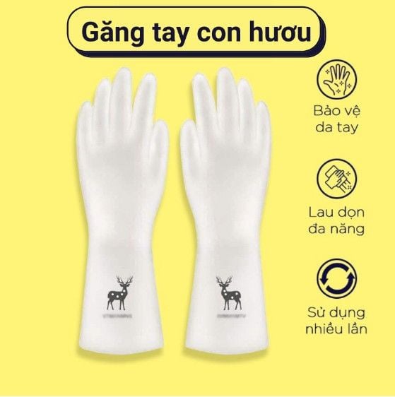Găng bao tay hươu cao su rửa chén bát chống ăn mòn bảo vệ da tay (1 cặp)
