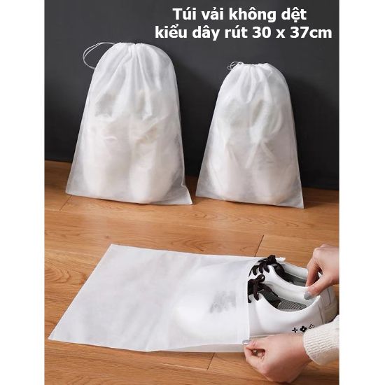 Túi vải không dệt kiểu dây rút đựng giày dép quần áo Size to 30 x 37cm