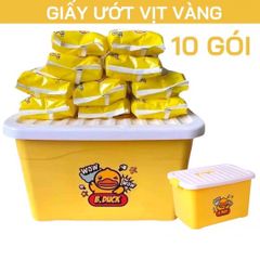 Thùng 10 gói Khăn giấy ướt Duck vịt vàng kháng khuẩn (80 khăn/ gói)