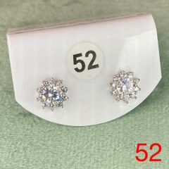 Bông tai bạc số 52, đá CZ Moissanite 5 mm, bạc ý xi kim