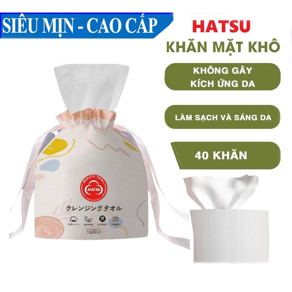 Cuộn khăn lau mặt Hatsu Nhật Bản đa năng 40 tờ (lau khô, lau ướt)
