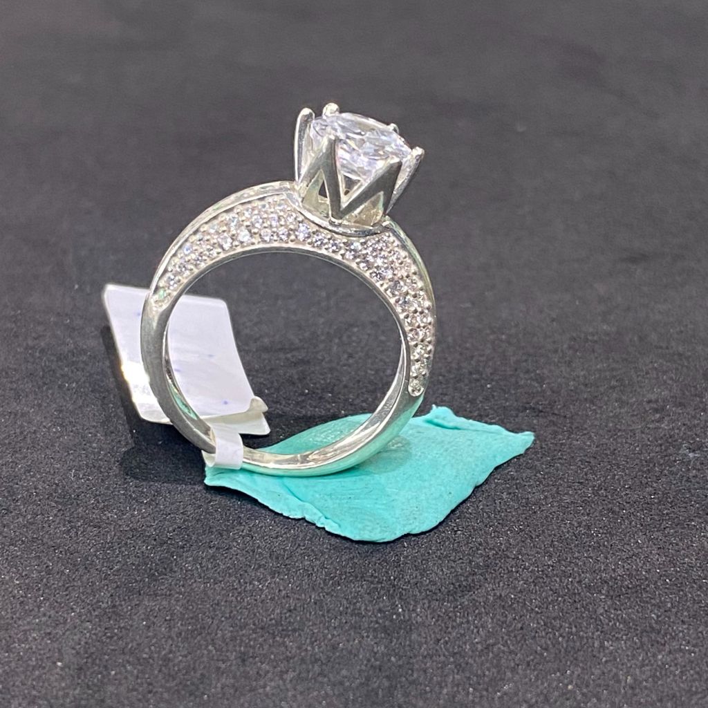 Nhẫn bạc nữ oval 9/7 li số 14