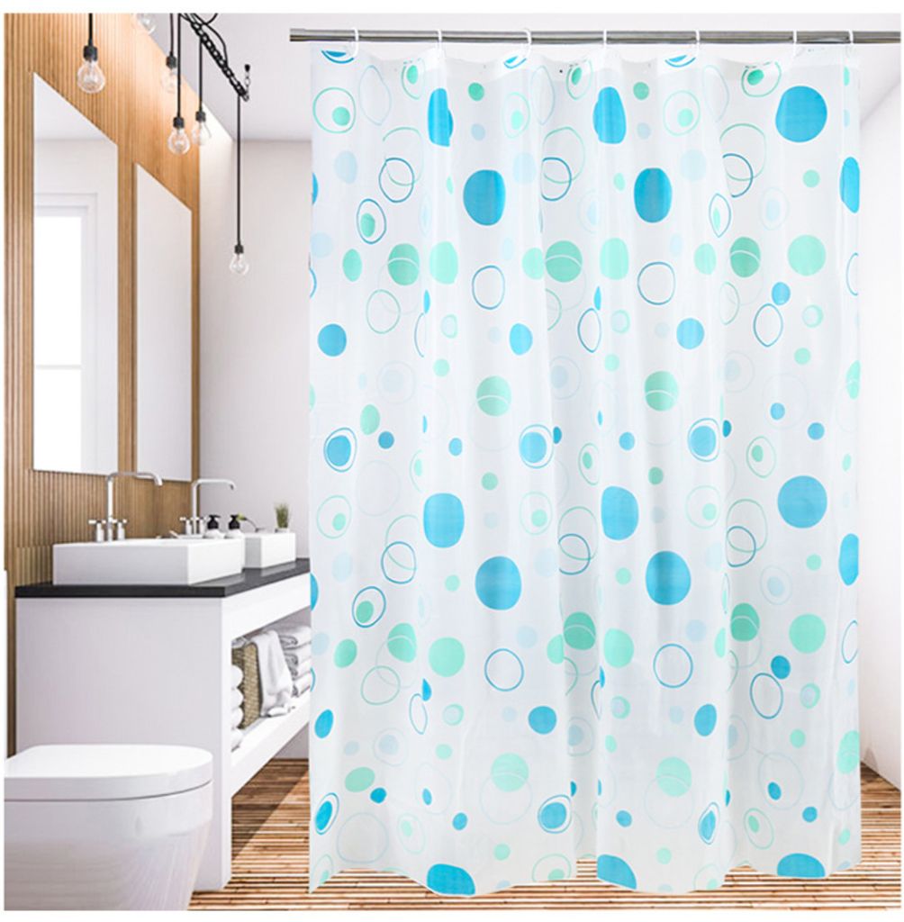 Rèm che cửa nhà tắm chống nước 1m8 x 2m đi kèm móc treo tiện dụng
