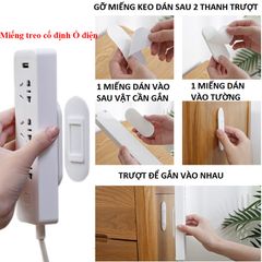 Miếng treo cố định ổ điện siêu tiện lợi (2 ốp nhựa và 2 miếng dán)