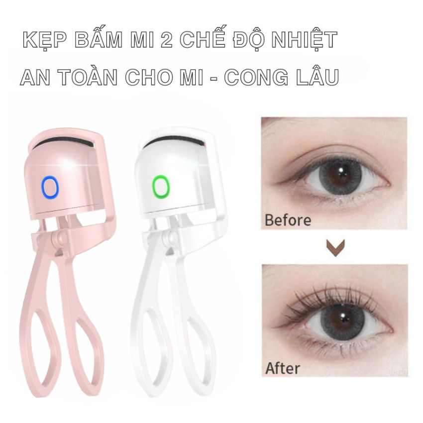 Kẹp bấm mi 2 chế độ nhiệt cong lâu kèm cáp sạc Usb - Máy uốn mi nhiệt