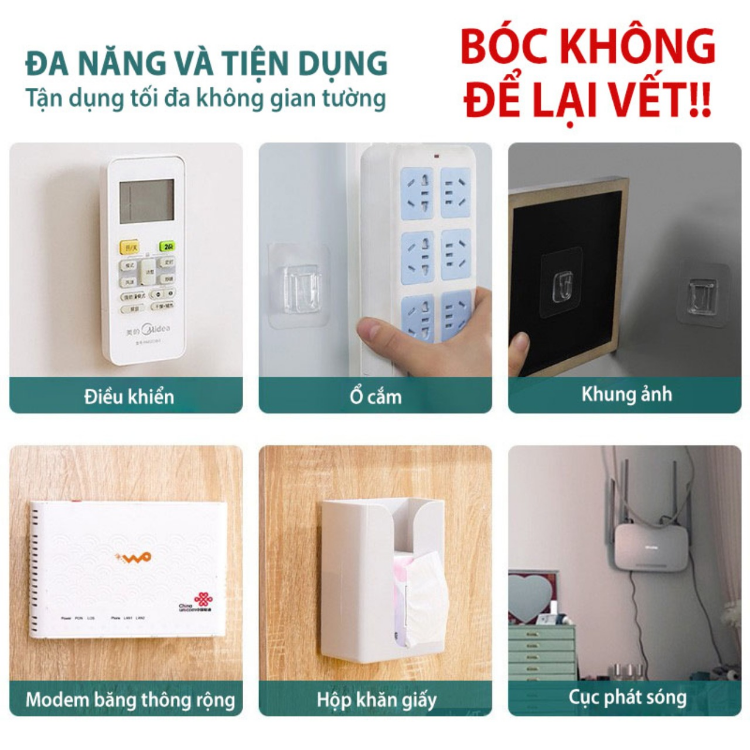 Combo 2 miếng dán tường chữ U lồi lõm cố định vật dụng gia đình