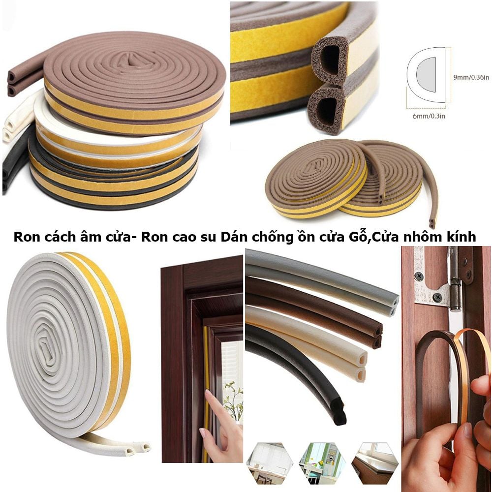 Ron đôi nâu chặn cửa chữ D chống ồn cách âm - Cuộn dài 2m8 line đôi