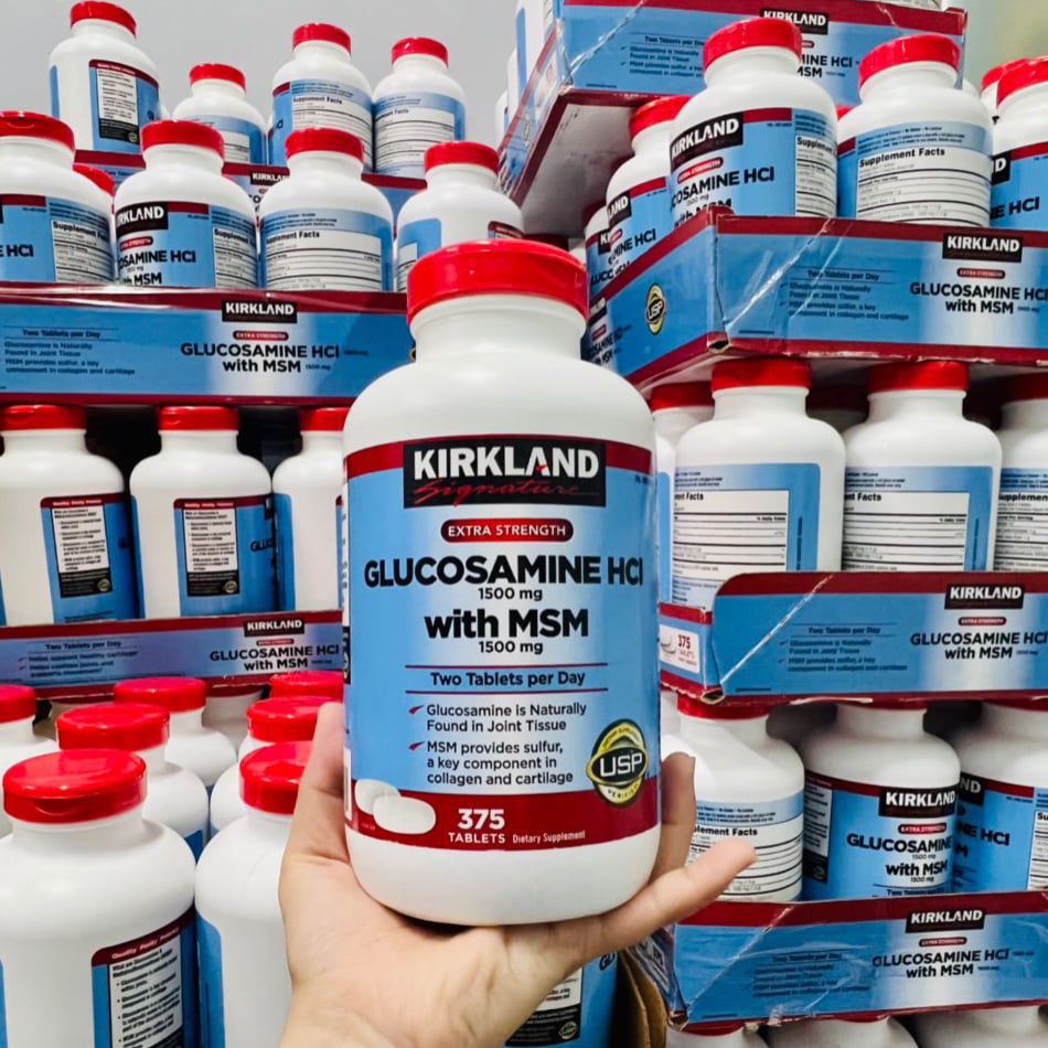Hỗ trợ xương khớp Glucosamine 375 Viên HCL 1500mg Kirkland Của Mỹ mẫu mới