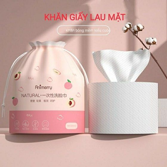 Khăn giấy cuộn Animerry trái đào lau mặt dùng 1 lần ( 40 khăn/cuộn)