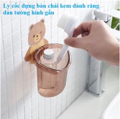 Cốc Gấu, Ly Gấu Đựng Bàn Chải Kem Đánh Răng Dán Tường Nhà Tắm 17x9.5cm