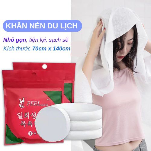 Khăn tắm dạng viên nén cotton du lịch mềm mại siêu to ( 70 x 140cm)