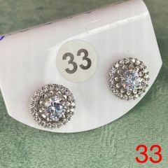 Bông tai bạc số 33, đá CZ Moissanite 5 mm, bạc ý xi kim