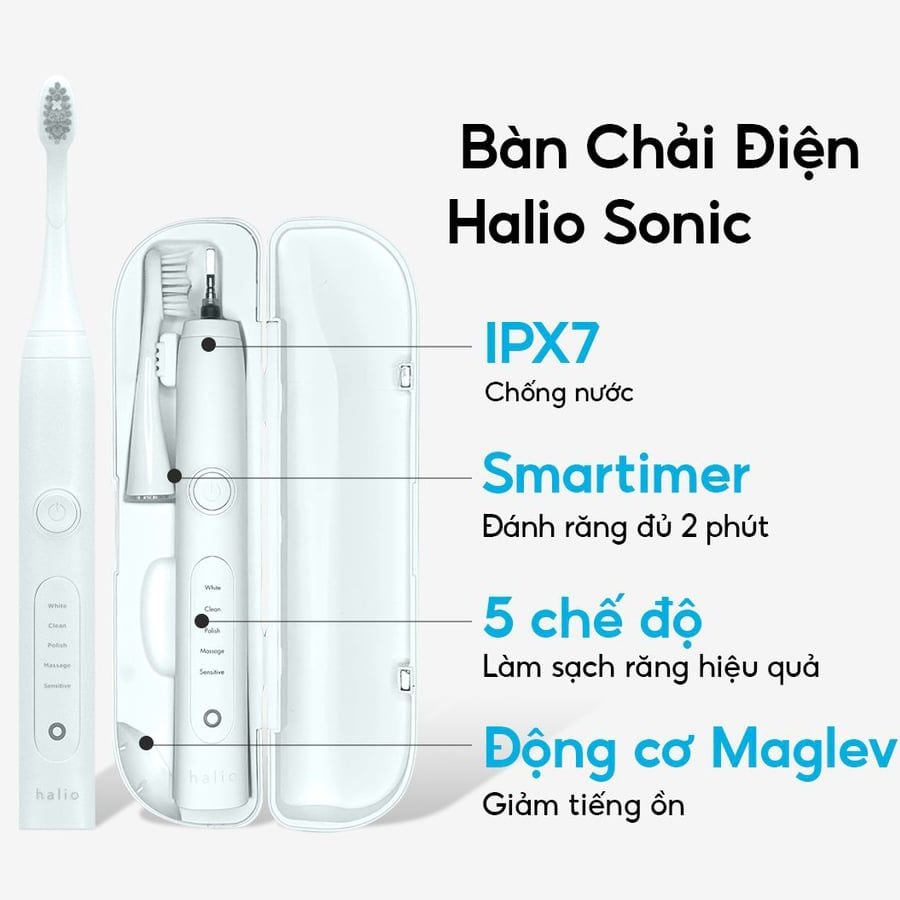 Bàn chải đánh răng điện Halio Sonic Whitening Electric Toothbrush