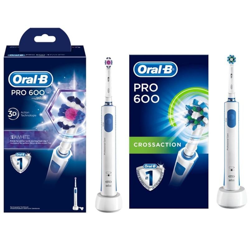 Bàn chải đánh răng điện Oral-B Pro 600 Barun - Crossaction, 3D White