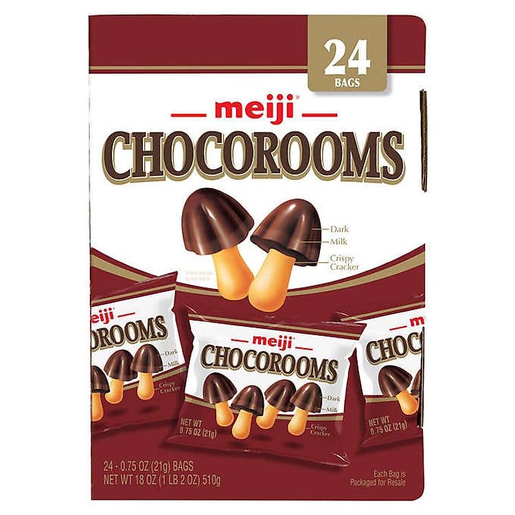 Bánh nấm socola sữa Meiji Chocorooms hộp 24 gói 510g của Mỹ