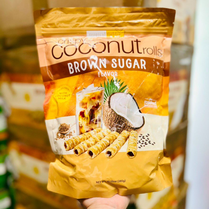 Bánh quế dừa đường nâu Crispy Coconut Rolls Brown Sugar Flavor 285g của Mỹ