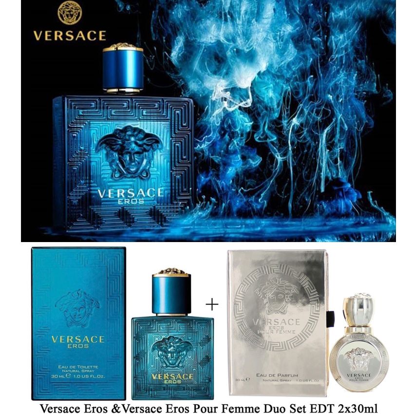 Set 2 chai nước hoa nam Versace Eros  & nước hoa nữ Versace Eros Pour Femme 30ml