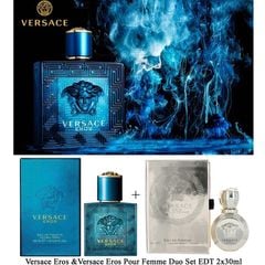 Set 2 chai nước hoa nam Versace Eros  & nước hoa nữ Versace Eros Pour Femme 30ml