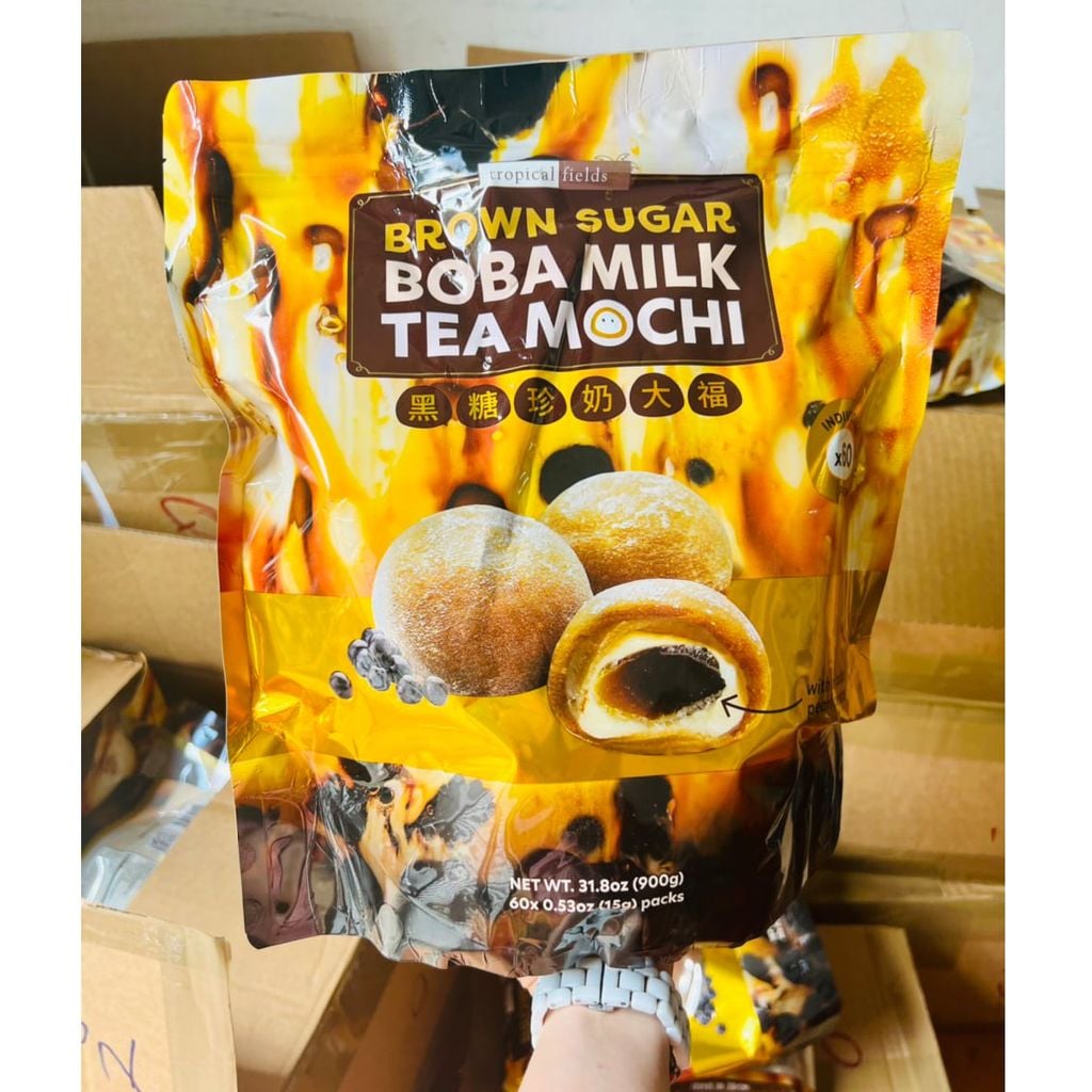 Bánh Mochi trà sữa trân châu Brown Suger Boba Milk Tea Mochi hộp 60 bánh 900g