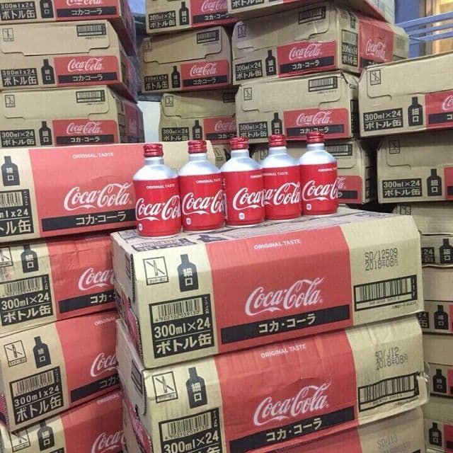 Coca Cola Nhật chai nhôm nắp vặn 300ml thùng 24 chai