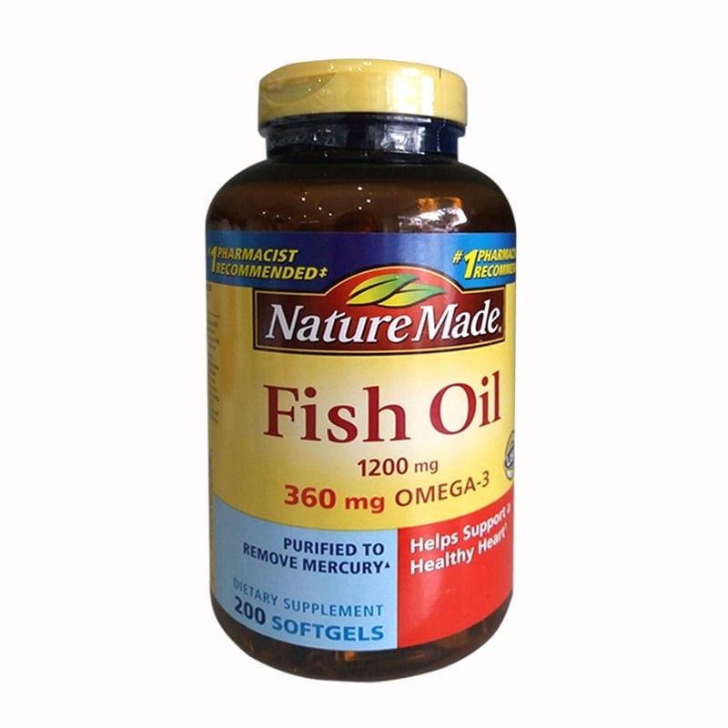 Dầu Cá Nature Made Fish Oil 1200mg Omega 3 của Mỹ - Hộp 200 viên