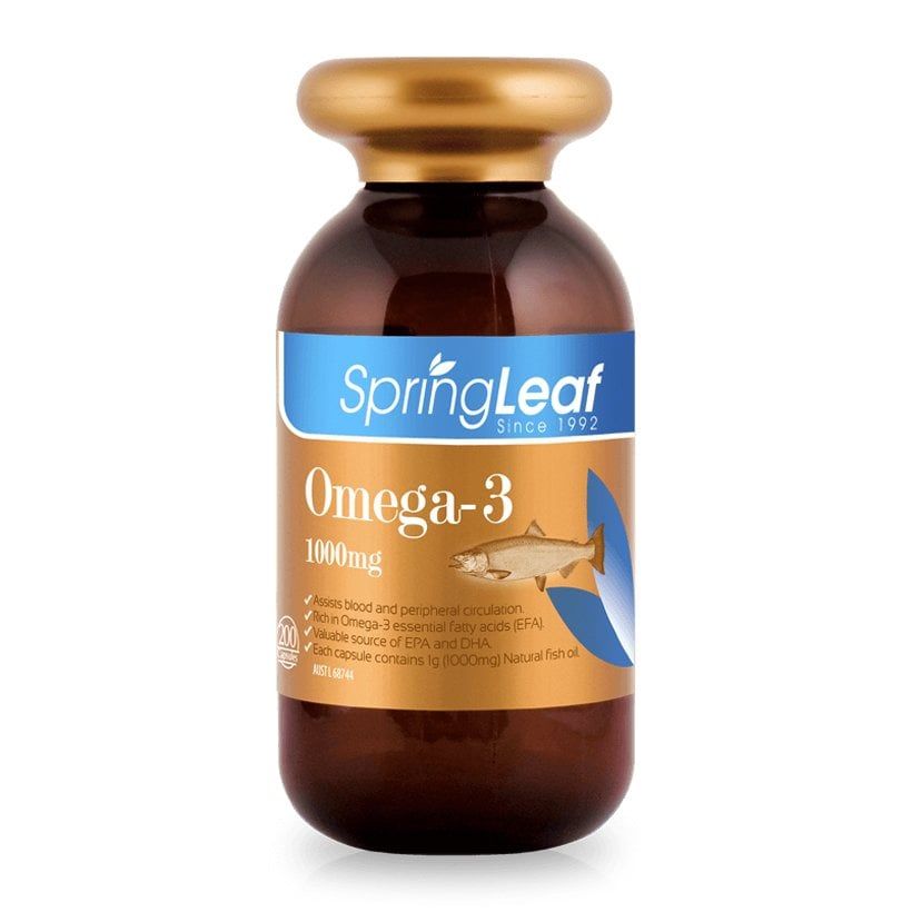 Dầu cá Spring Leaf Omega 3 1000mg bổ não và mắt hộp 200 viên của Úc