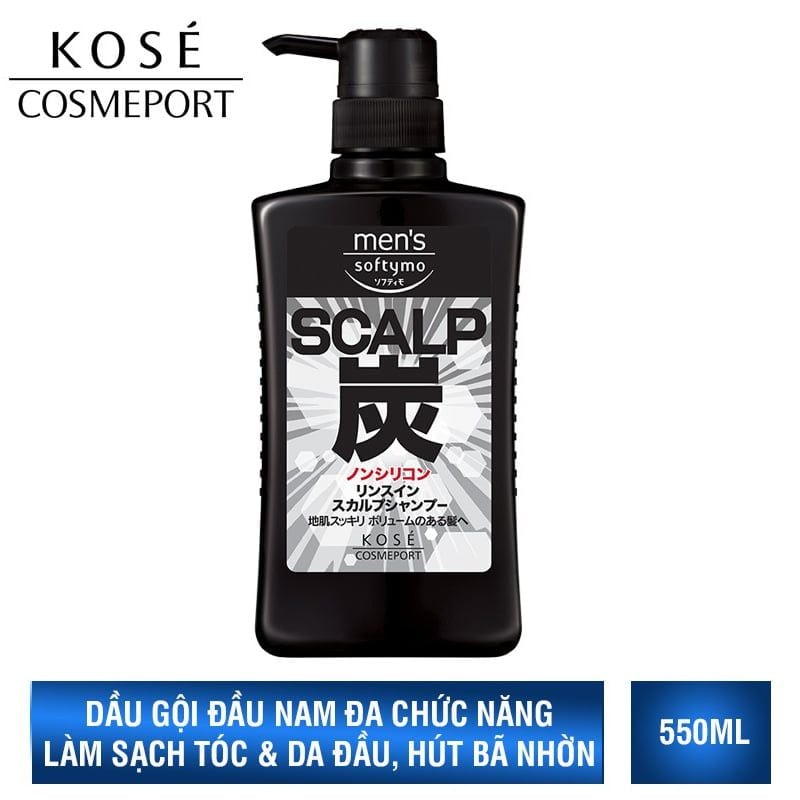 Dầu gội đa chức năng dành cho nam Kosé Cosmeport Men's Softymo Rinse In Scalp Shampoo 550ml