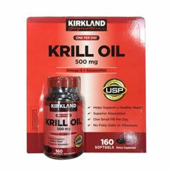 Dầu nhuyễn thể Kirkland Krill Oil 500mg hỗ trợ tim mạch của Mỹ hộp 160 viên