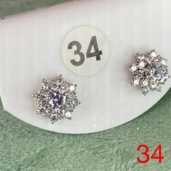 Bông tai bạc số 34, đá CZ Moissanite 4 mm, bạc ý xi kim