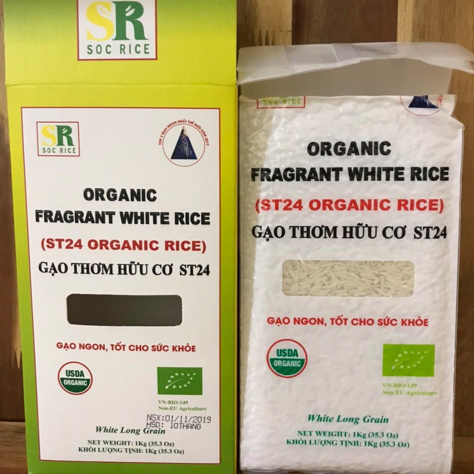 Gạo thơm hữu cơ ST24 (Hộp 1 kg)