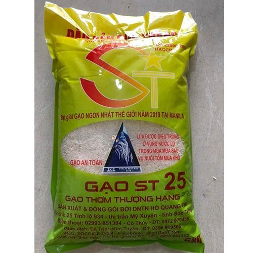 Gạo thơm thượng hạng ST25 Lúa Tôm (Bao 5kg)