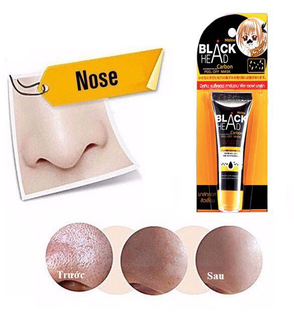 Gel mặt nạ than lột mụn Mistine Black Head Carbon Peel Off Mask 10ml