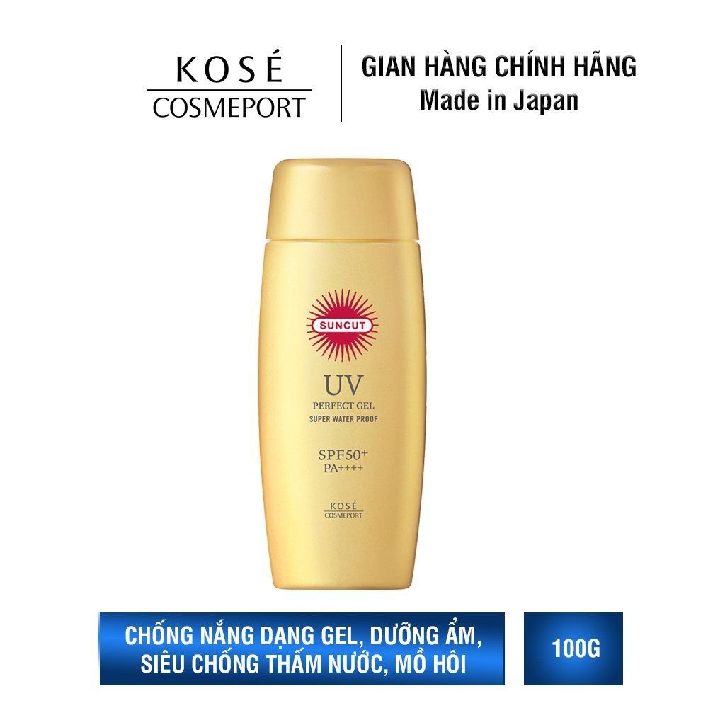 Chống nắng dạng Gel Kosé Cosmeport Suncut Perfect UV Protect Gel Super Water Proof SPF 50+/PA++++ 100g