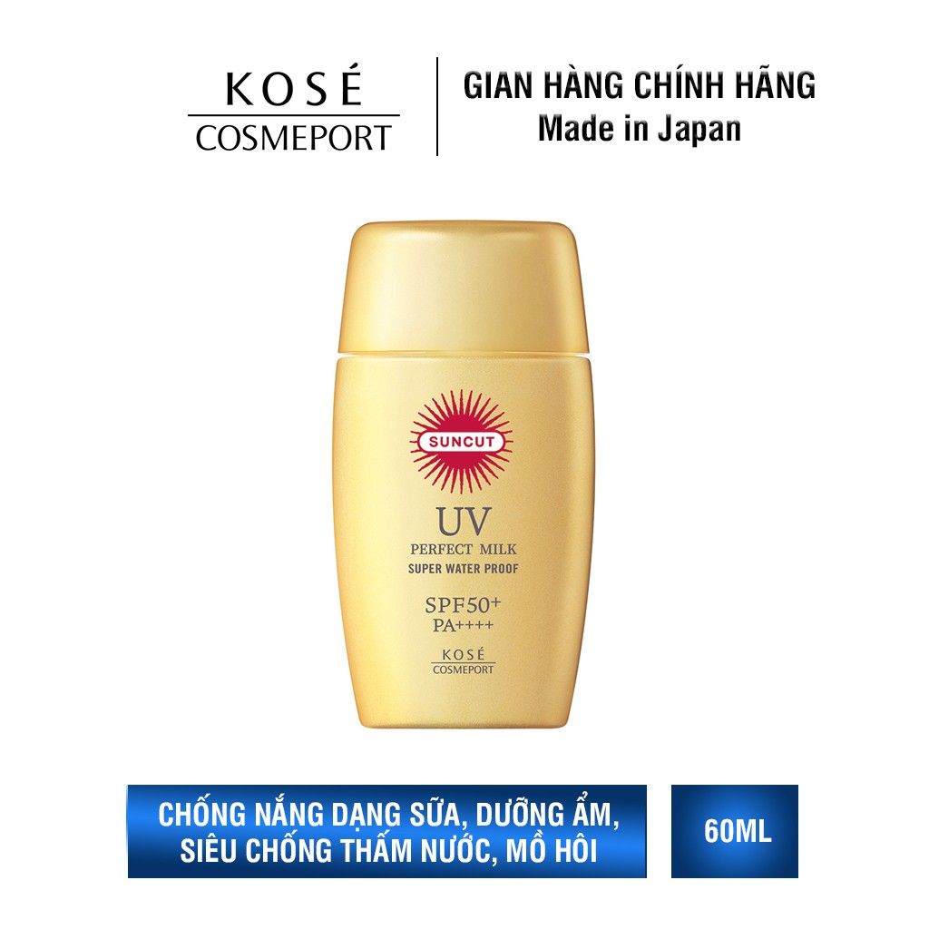 Chống nắng dạng sữa Kosé Cosmeport Suncut UV Perfect Milk Super Water Proof SPF 50+/PA++++ 60g