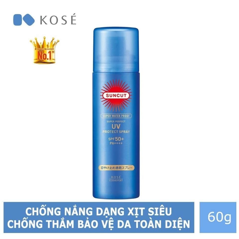 Chống nắng dạng xịt Kosé Cosmeport Suncut UV Protect Spray Super Waterproof SPF50+/PA++++ 60g