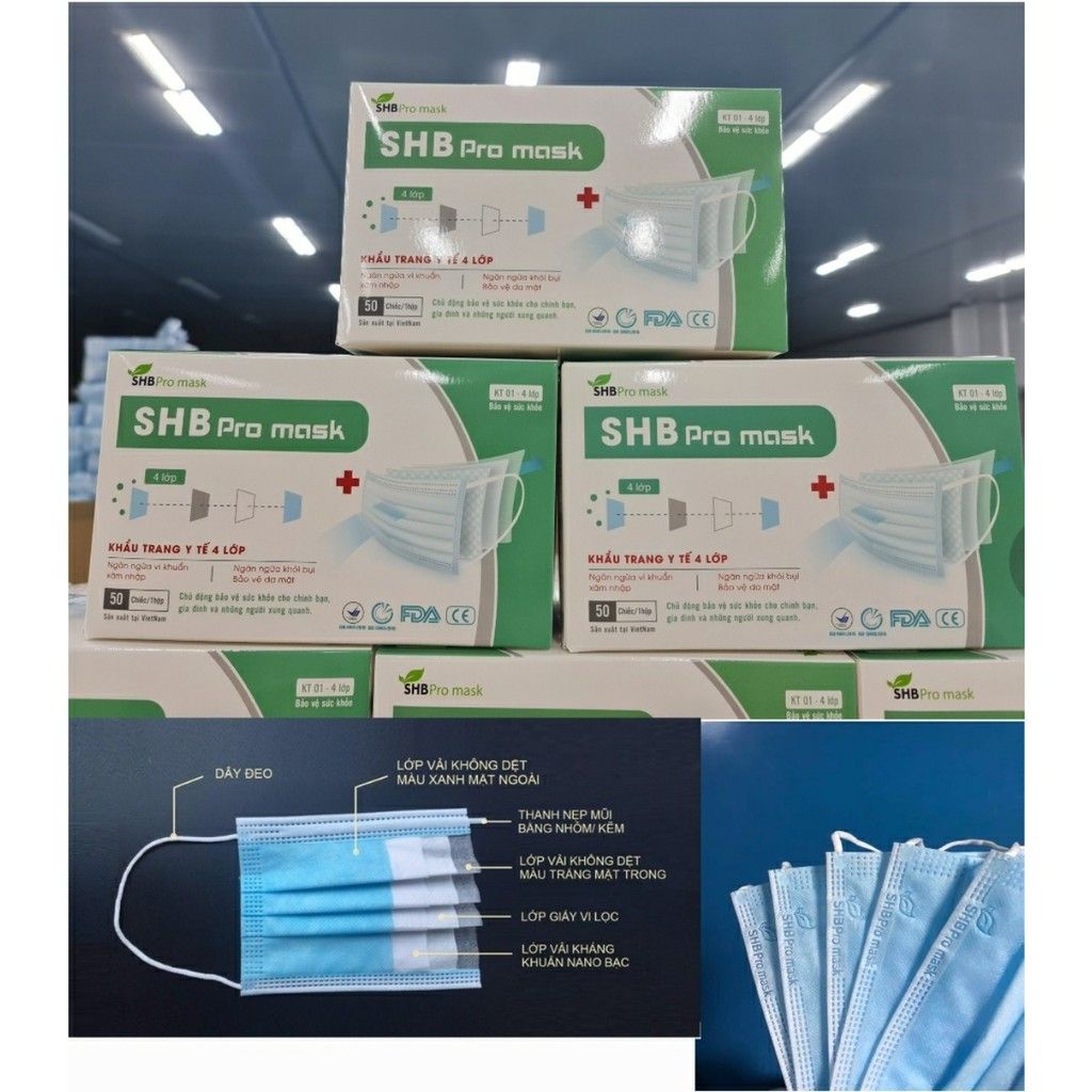 Khẩu trang y tế 4 lớp SHB Pro Mask hộp 50 cái