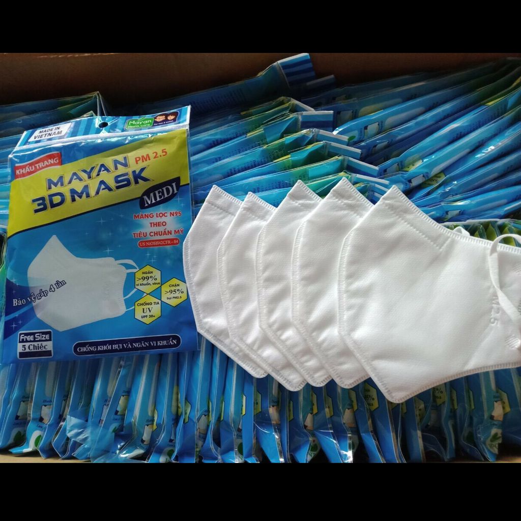 Khẩu trang y tế 4 lớp Mayan 3D Mask PM 2.5 Medi - Freesize 5 cái