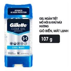 Lăn nách Gillette Clear Gel Advanced 5 in 1 Cool Wave 107g của Mỹ