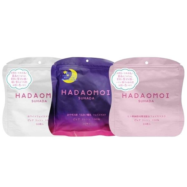 Mặt nạ tế bào gốc Hadaomoi Suhada Japan 30 miếng đủ 3 màu Trắng, Hồng, Tím