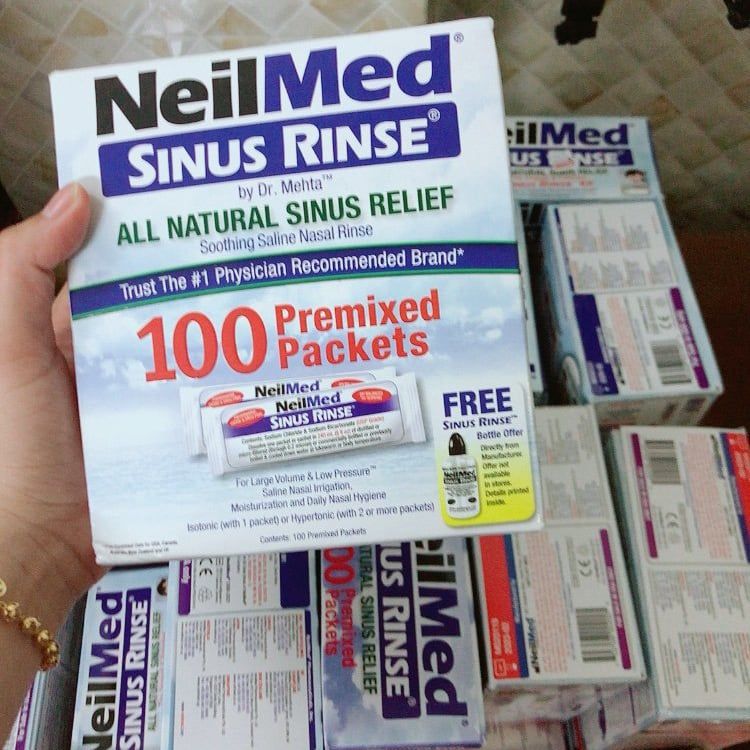 Muối sinh lý rửa mũi NeilMed Sinus Rinse của Mỹ hộp 100 gói
