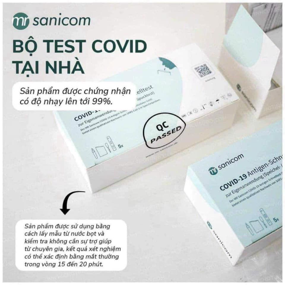 MR Sanicom Bộ kit test nước bọt nhanh Covid-19 của Đức - Full hộp 5 kit