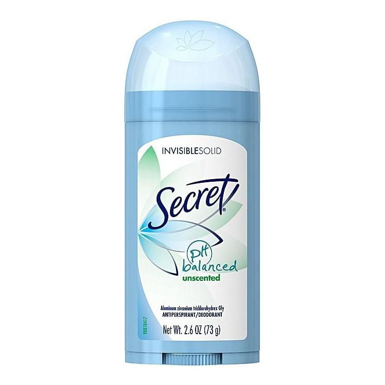 Lăn khử mùi sáp nữ Secret PH Balanced Unscented Invisible Solid 73g