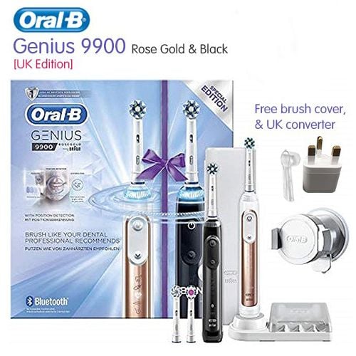 Bộ đôi Bàn chải đánh răng điện Oral-B Genius 9900 RoseGold Black Electric